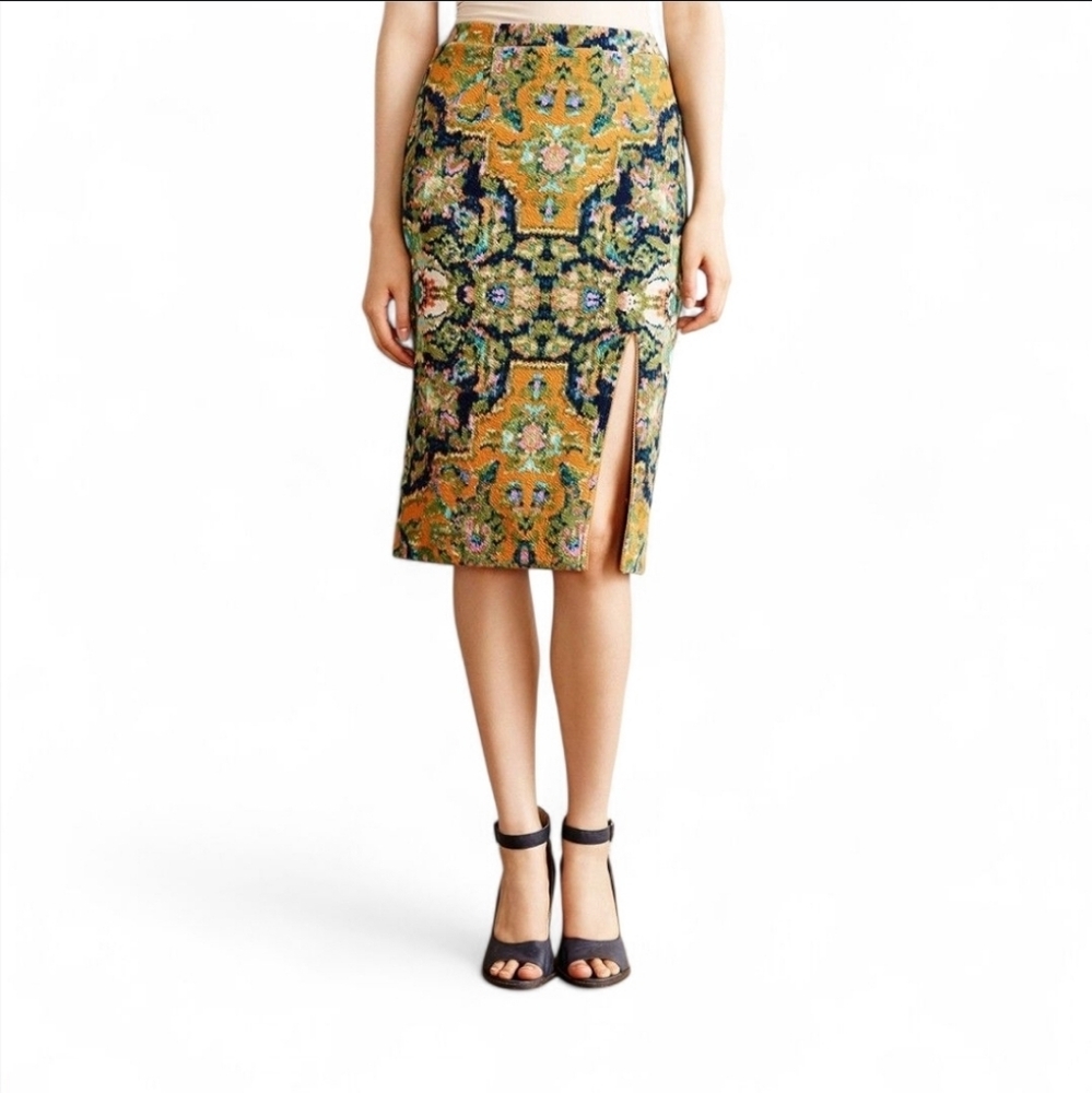 Abstract Multicolor Tapestry Pencil Skirt